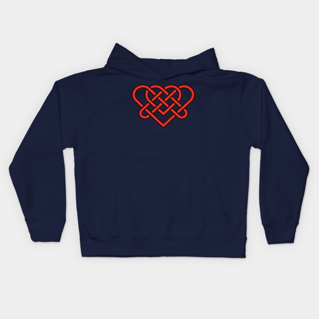 Celtic Eternal Love Knot Romantic Heart Red Design Kids Hoodie by taiche
